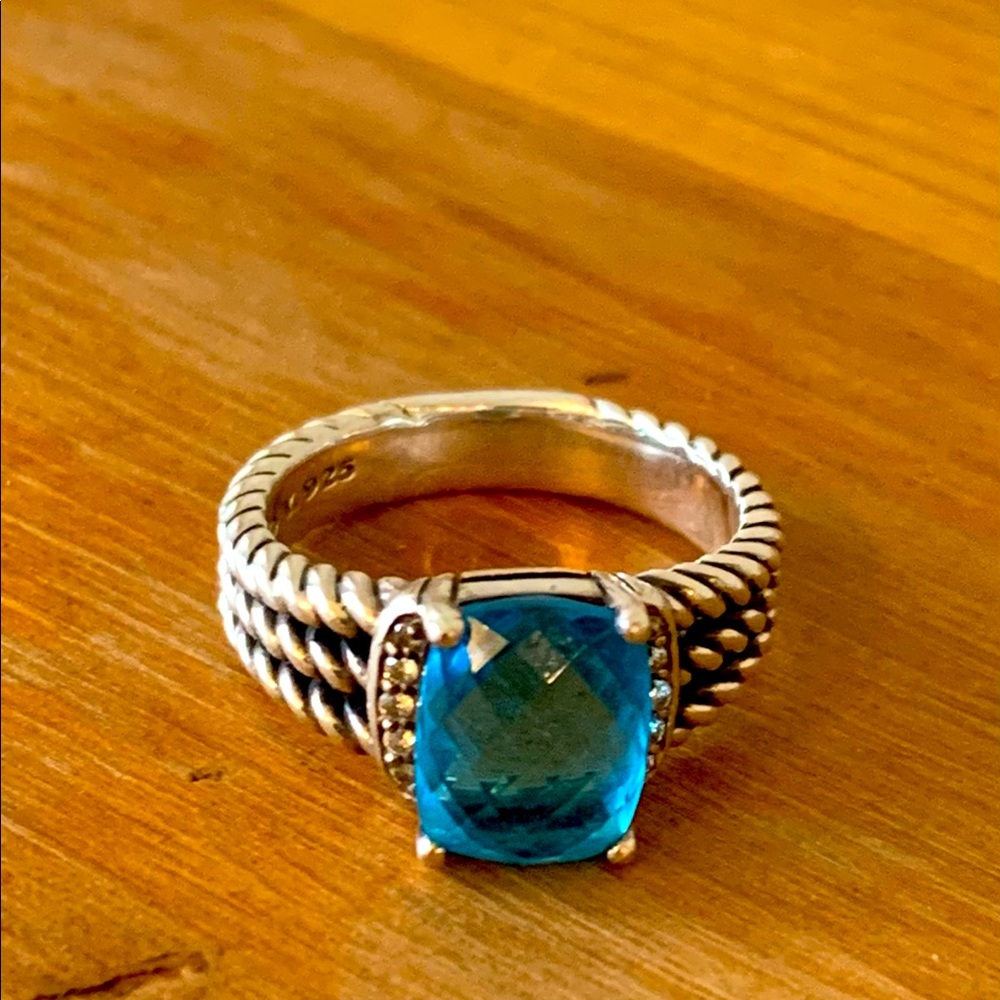 David Yurman Petite Wheaton Topaz & Diamond Ring